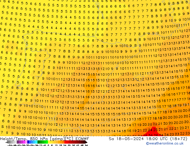 Z500/Rain (+SLP)/Z850 ECMWF sáb 18.05.2024 18 UTC