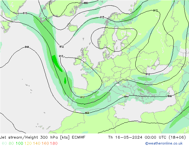 Corriente en chorro ECMWF jue 16.05.2024 00 UTC