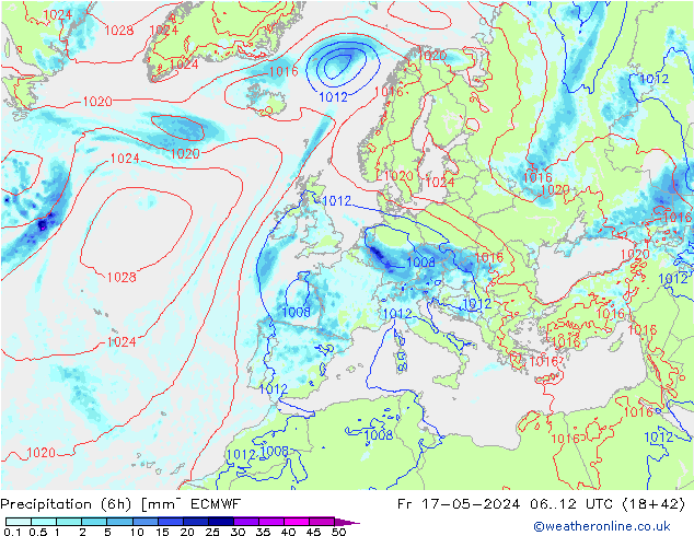 Z500/Rain (+SLP)/Z850 ECMWF Fr 17.05.2024 12 UTC