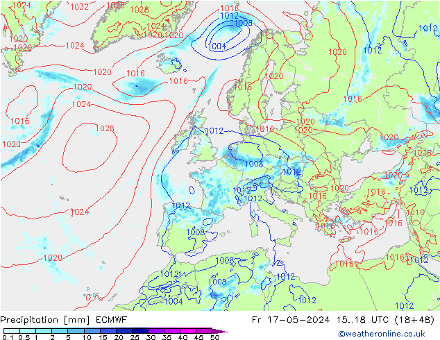 Precipitation ECMWF Fr 17.05.2024 18 UTC