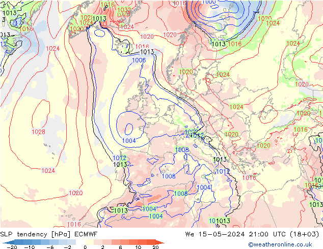 Druktendens (+/-) ECMWF wo 15.05.2024 21 UTC