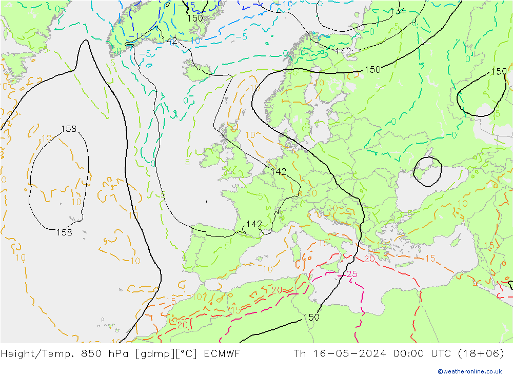 Z500/Rain (+SLP)/Z850 ECMWF jue 16.05.2024 00 UTC