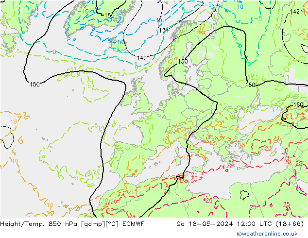 Z500/Rain (+SLP)/Z850 ECMWF сб 18.05.2024 12 UTC
