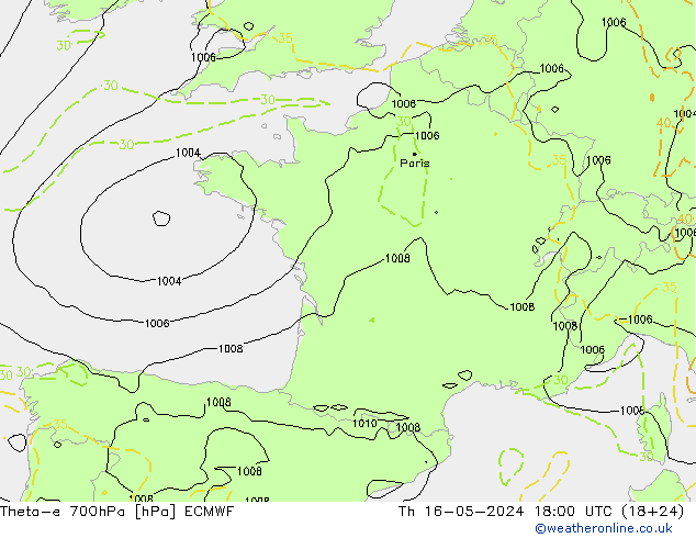 Theta-e 700hPa ECMWF Do 16.05.2024 18 UTC