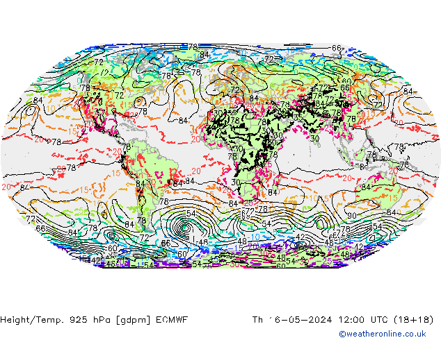 Hoogte/Temp. 925 hPa ECMWF do 16.05.2024 12 UTC