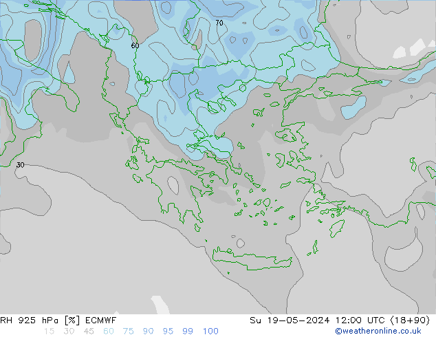 RH 925 hPa ECMWF dom 19.05.2024 12 UTC