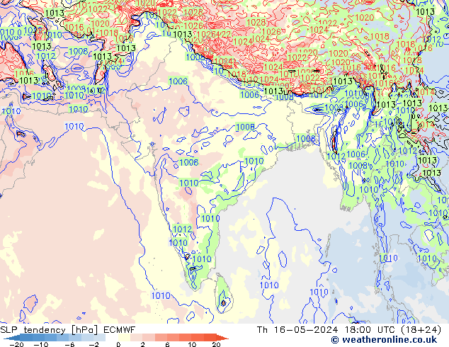 тенденция давления ECMWF чт 16.05.2024 18 UTC