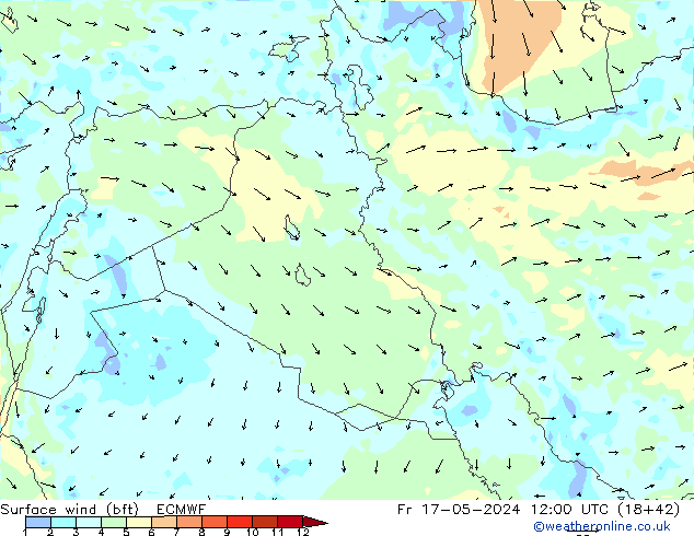 Surface wind (bft) ECMWF Fr 17.05.2024 12 UTC