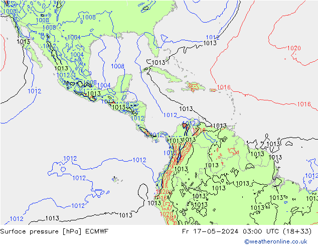 Luchtdruk (Grond) ECMWF vr 17.05.2024 03 UTC