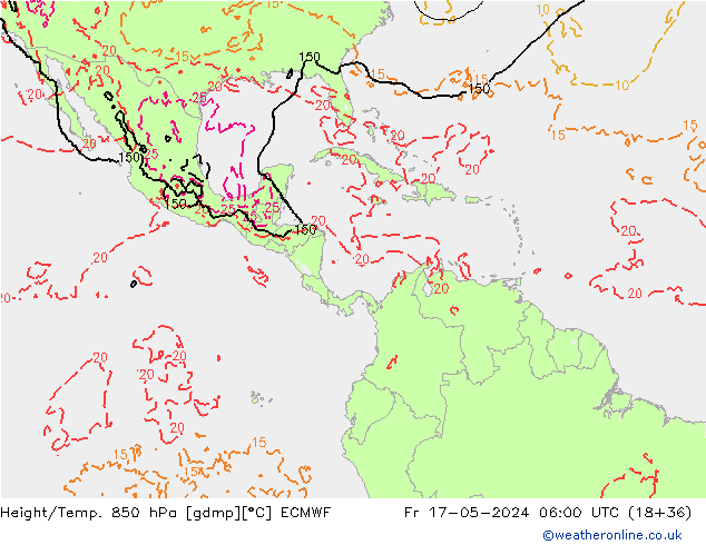 Z500/Yağmur (+YB)/Z850 ECMWF Cu 17.05.2024 06 UTC