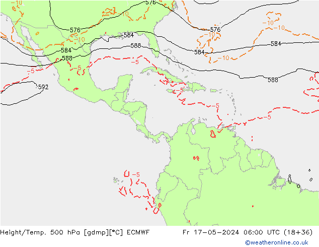 Z500/Yağmur (+YB)/Z850 ECMWF Cu 17.05.2024 06 UTC