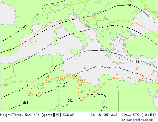 Z500/Rain (+SLP)/Z850 ECMWF So 18.05.2024 00 UTC