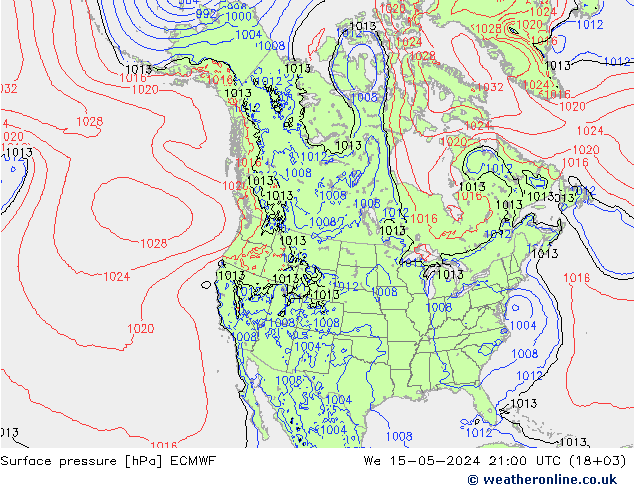 地面气压 ECMWF 星期三 15.05.2024 21 UTC
