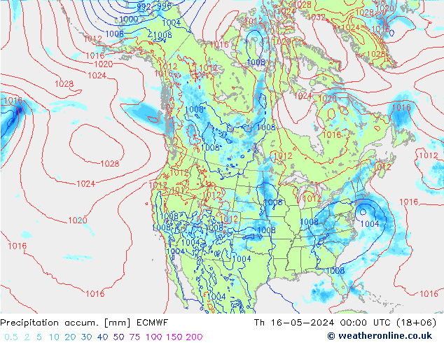 Toplam Yağış ECMWF Per 16.05.2024 00 UTC