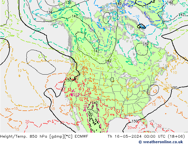Z500/Rain (+SLP)/Z850 ECMWF 星期四 16.05.2024 00 UTC
