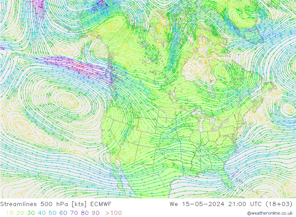 Rüzgar 500 hPa ECMWF Çar 15.05.2024 21 UTC