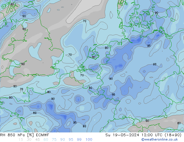 RH 850 hPa ECMWF Su 19.05.2024 12 UTC