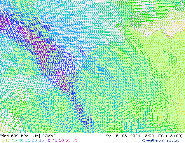 Wind 500 hPa ECMWF We 15.05.2024 18 UTC