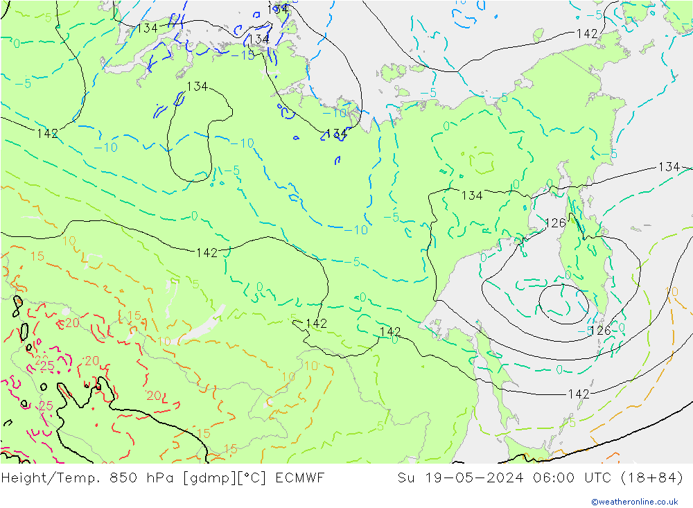 Height/Temp. 850 hPa ECMWF Dom 19.05.2024 06 UTC