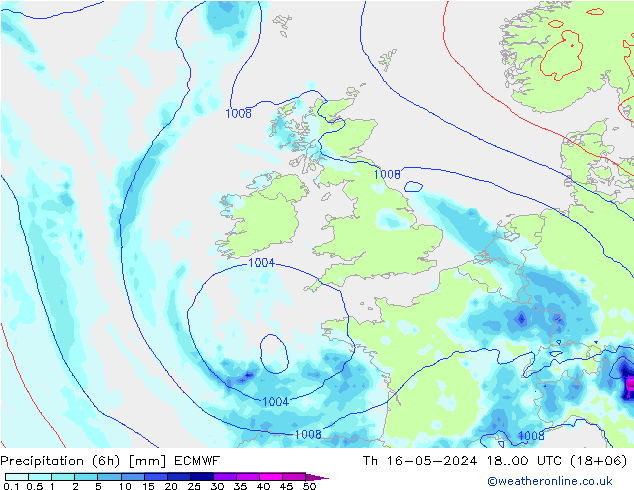 Z500/Yağmur (+YB)/Z850 ECMWF Per 16.05.2024 00 UTC