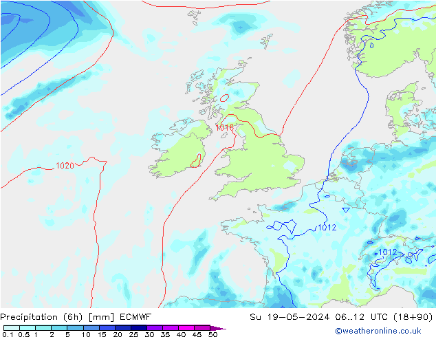 Yağış (6h) ECMWF Paz 19.05.2024 12 UTC