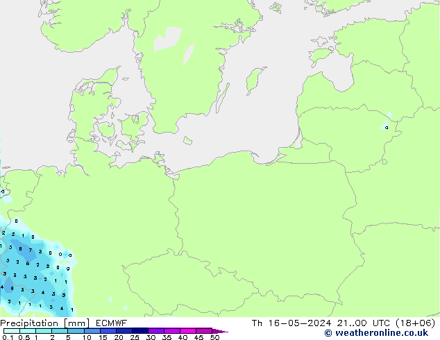 Precipitazione ECMWF gio 16.05.2024 00 UTC