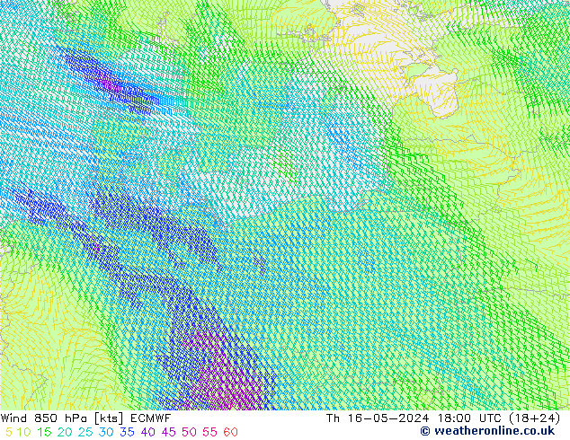 Wind 850 hPa ECMWF Th 16.05.2024 18 UTC