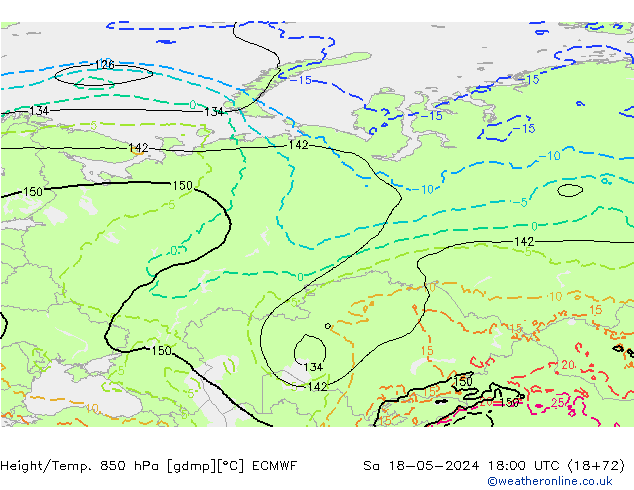 Z500/Rain (+SLP)/Z850 ECMWF Sa 18.05.2024 18 UTC