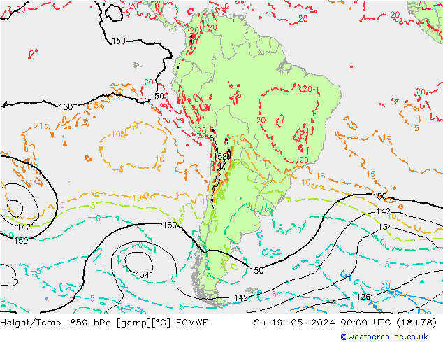 Height/Temp. 850 hPa ECMWF  19.05.2024 00 UTC