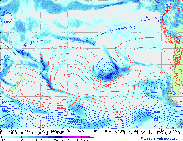 Z500/Rain (+SLP)/Z850 ECMWF Ne 19.05.2024 12 UTC