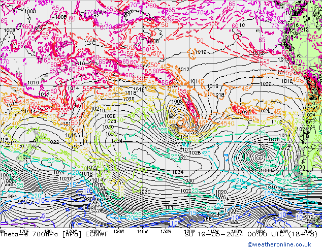 Theta-e 700hPa ECMWF Su 19.05.2024 00 UTC