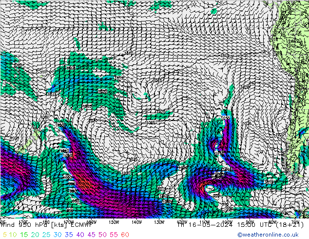 ветер 950 гПа ECMWF чт 16.05.2024 15 UTC