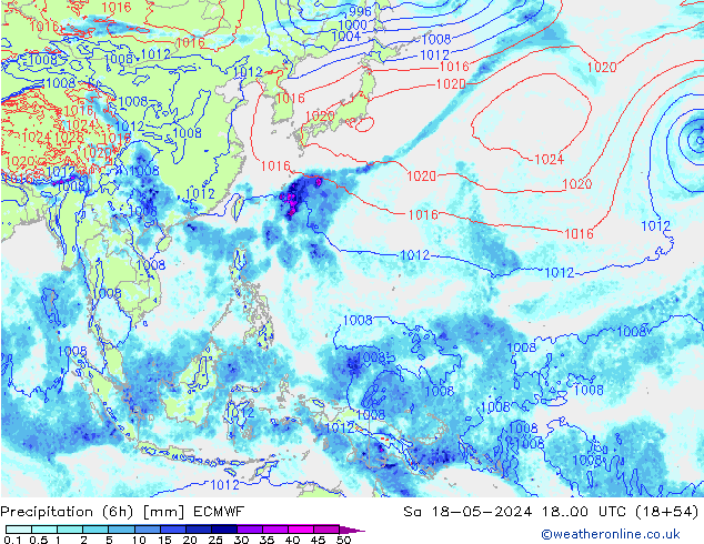 Z500/Rain (+SLP)/Z850 ECMWF Sa 18.05.2024 00 UTC