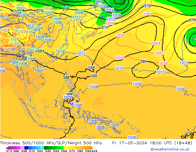 500-1000 hPa Kalınlığı ECMWF Cu 17.05.2024 18 UTC