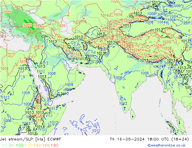 高速氣流/地面气压 ECMWF 星期四 16.05.2024 18 UTC