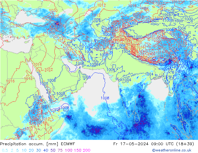 Precipitación acum. ECMWF vie 17.05.2024 09 UTC