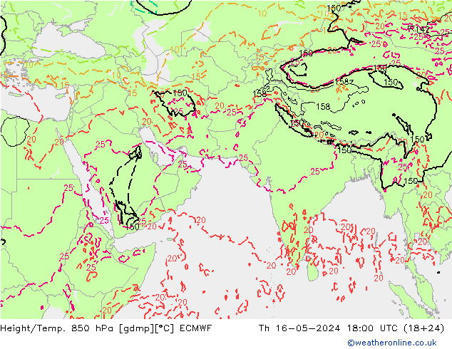 Height/Temp. 850 hPa ECMWF 星期四 16.05.2024 18 UTC