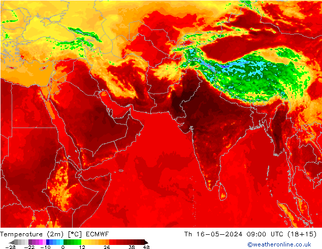 Temperature (2m) ECMWF Th 16.05.2024 09 UTC