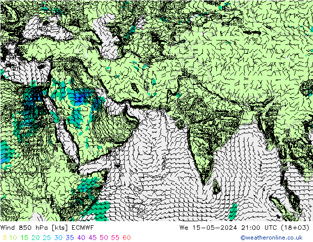 风 850 hPa ECMWF 星期三 15.05.2024 21 UTC