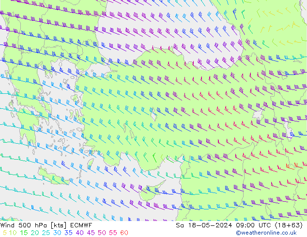 Rüzgar 500 hPa ECMWF Cts 18.05.2024 09 UTC