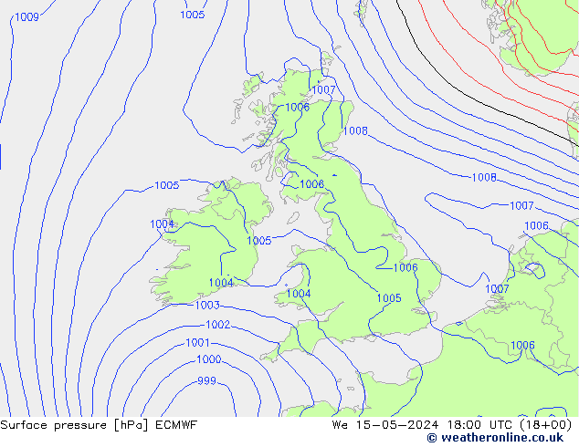 Surface pressure ECMWF We 15.05.2024 18 UTC