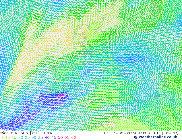 wiatr 500 hPa ECMWF pt. 17.05.2024 00 UTC