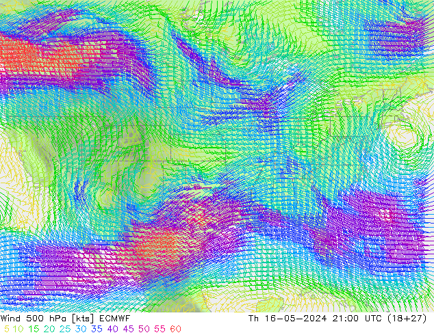 Wind 500 hPa ECMWF Th 16.05.2024 21 UTC
