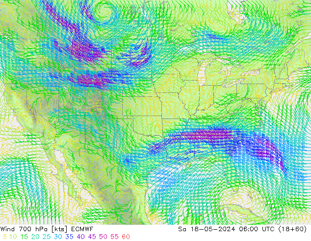 Rüzgar 700 hPa ECMWF Cts 18.05.2024 06 UTC