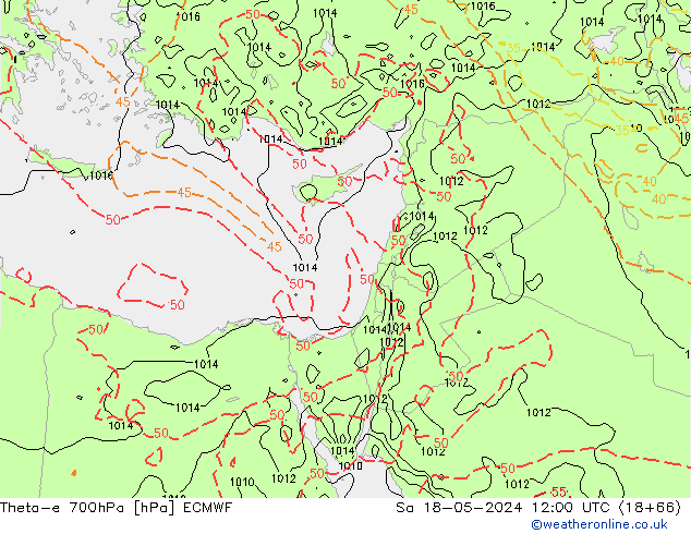 Theta-e 700гПа ECMWF сб 18.05.2024 12 UTC