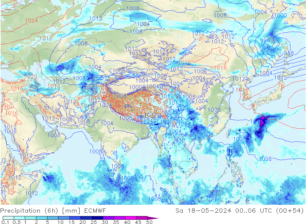 Z500/Yağmur (+YB)/Z850 ECMWF Cts 18.05.2024 06 UTC
