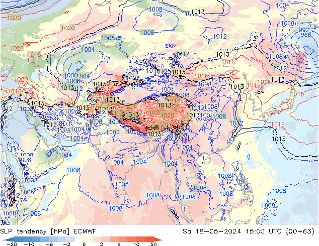 SLP tendency ECMWF Sa 18.05.2024 15 UTC