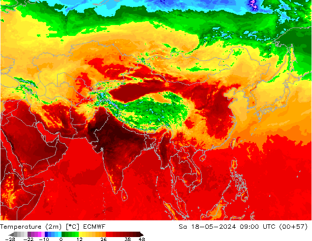 Temperature (2m) ECMWF Sa 18.05.2024 09 UTC