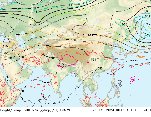 Yükseklik/Sıc. 500 hPa ECMWF Paz 26.05.2024 00 UTC