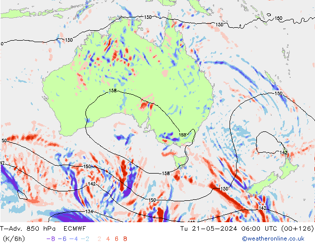 T-Adv. 850 hPa ECMWF Tu 21.05.2024 06 UTC